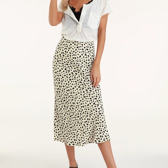 Lulus Dresses & Skirts - Raichel Beige Leopard Print Midi Skirt